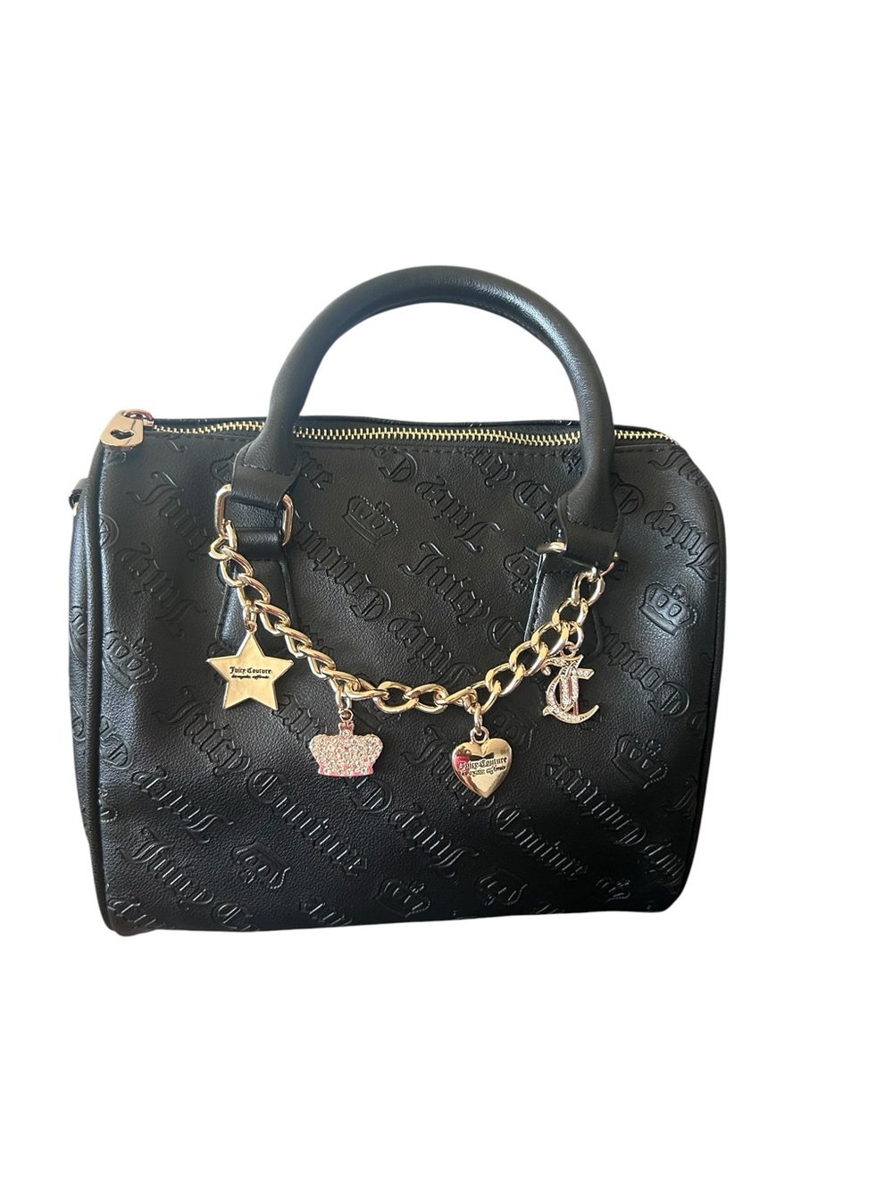 Juicy Couture Black Not Your Babe Satchel with Gold Charm Chain